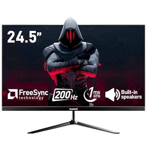 Gawfolk 24.5 Inch PC 200Hz Gaming Monitor, FHD 1080p screen, Built-in speakers,1ms without Bezel, freesync, 99% sRGB, 178 ° Angle View, HDMI、DisplayPort, Compatible with wall mounting 75*75MM - Black - Image 1