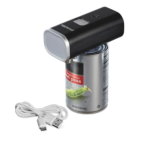 Proctor Silex Automatic USB Rechargeable Electric Can Opener, Hands Free Cordless Operation Self-Aligning, Cut Smooth Touch Lid Edges, Compact and Easy to Store, Black - Image 1