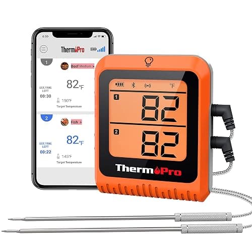 ThermoPro 650 ft Wireless Meat Thermometer Digital for Grilling and Smoking, 2 Probes Bluetooth Meat Thermometer for Cooking Turkey Fish Beef, Rechargeable Smoker Accessories for BBQ Oven - Image 1