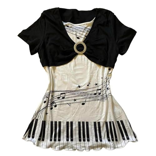 Y2k Fake Tow Piece Grahpic Tees Goth Whimsy Emo Grunge Shirts Streetwear 2000s Harajuku Summer Crop Top - Image 1