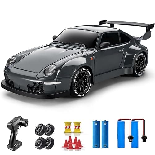 ACAMMZAR RC Drift Car, 1:24 Remote Control Car for Kids, 20KM/H 4WD High Speed RC Cars with LED Lights, Two Batteries, Extra Drifting Tires, Vehicle for Adults Boys Girls - Image 1