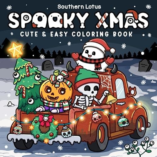 Spooky Xmas: Coloring Book for Adults and Teens Featuring Easy Designs of Cozy Christmas with Cute Creepy Characters and Holiday Stuff for Relaxation (Spooky - Cute - Easy Coloring) - Image 1
