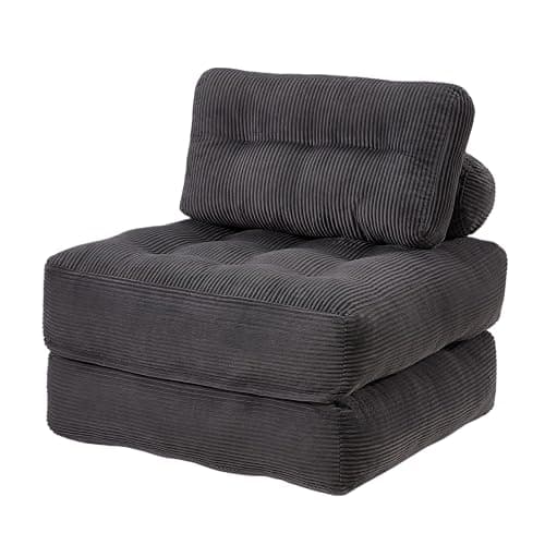 MELLCOM Foldable Sofa Bed - Adjustable Convertible Chair, Tufted Sleeper Couch, Portable Folding Lounge Sofa, Foam-Filled Pull-Out SofaBed for Living Room, Bedroom,Grey - Image 1
