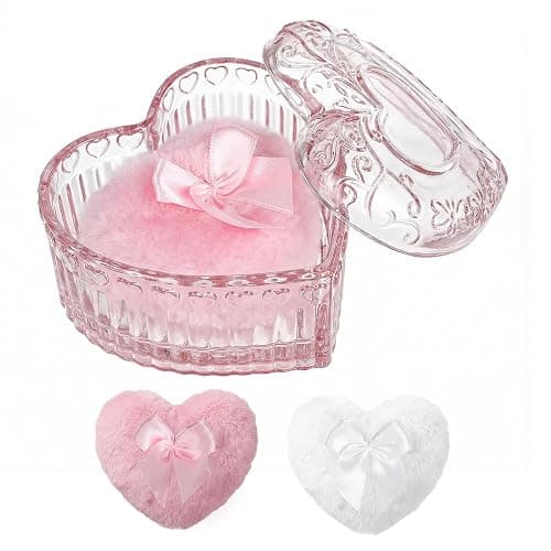 Body Powder Puff and Container Powder Container with Puff Crystal Case Soft Washable Reusable Velour Face Body Wet Dry Makeup - Image 1