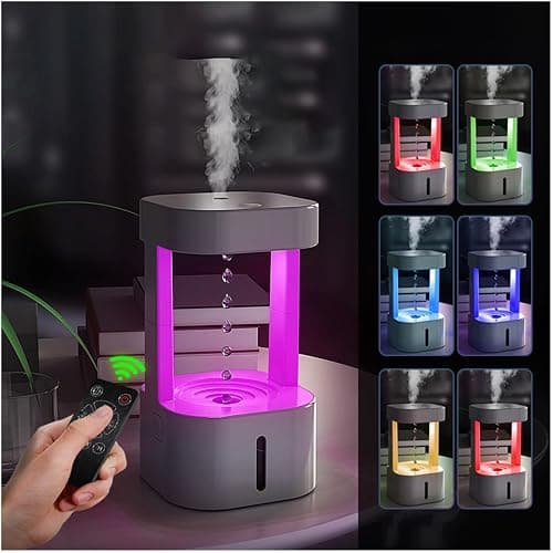 Anti Gravity Water Droplets Air Humidifier, 7 Colorful Anti Gravity Cool Mist Diffuser Humidifier Essential Oil Diffuser Levitating Water Drops Auto-Off Air Aroma Night Light for Bedroom Office Home - Image 1