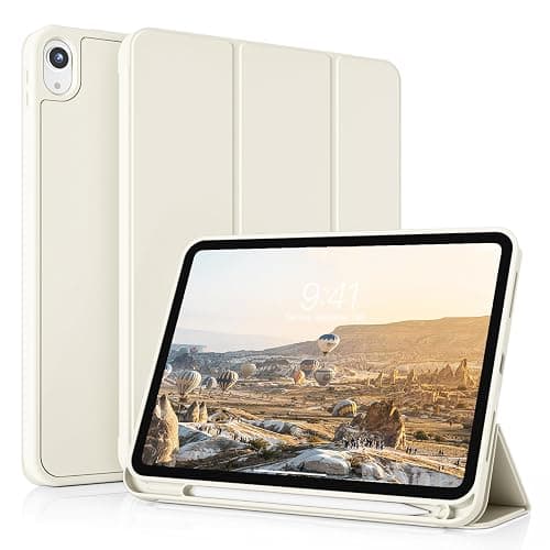 kenke Case for iPad (A16) 11 Inch 2025, iPad 10th Generation 10.9 Inch 2022, Slim Trifold Stand Case with Pencil Holder, Soft TPU Smart Back Cover, Auto Sleep/Wake, Cream White - Image 1
