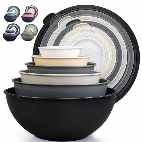 Zulay Kitchen 12 Piece Plastic Mixing Bowls with Leak-Proof Lids Set - Microwave and Freezer Safe Kitchen Mixing Bowls for Preparing, Serving and Storing - Large Nesting Bowls (Midnight Ombre) - Image 1