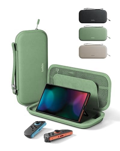 Belkin Nintendo Switch 2 Case, Travel Bag w/AirTag Holder & Storage Pocket for Up to 12 Game Cards - Portable, Lightweight Carrying Case w/Hard Shell, Soft Interior, Switch 2 Accessories - Sage - Image 1