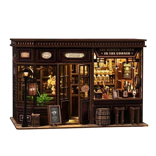 3DVASE Book Nooks for Adults, DIY Miniature Dollhouse Book Nook Kit, Model Kits Craft Kits for Adults, 3D Wooden Puzzle Book Nook Craft Bookshelf Decor, Adult Craft Kits Gift with Led Light - Image 1