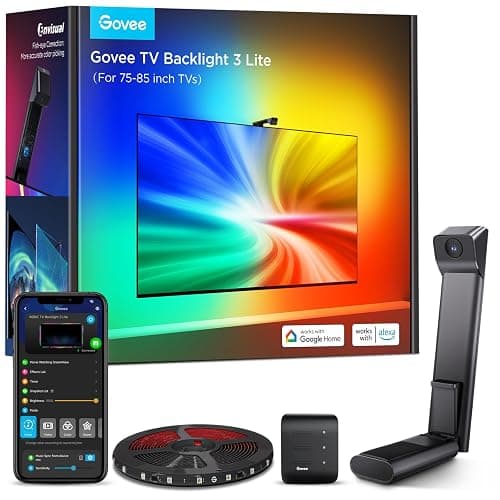 Govee TV Backlight 3 Lite with Fish-Eye Correction Function Sync to 75-85 Inch TVs, 16.4ft RGBICW Wi-Fi LED Strip Lights with Camera, 4 Colors in 1 Lamp Bead, Voice and APP Control, Adapter - Image 1
