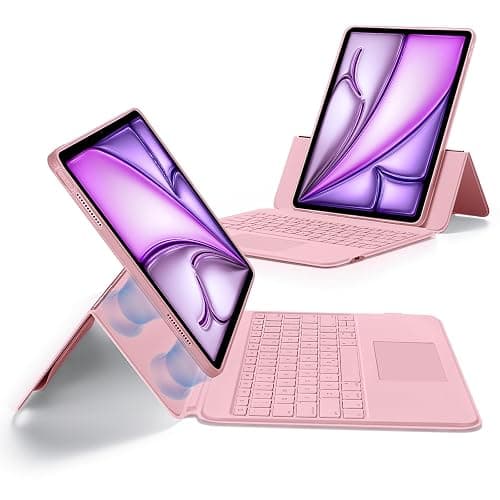ESR iPad Air 13 Inch Case Keyboard (M3/M2, 2025/2024), Keyboard Case with Trackpad, Magnetic Detachable Keyboard with Backlit Keys, Fully Adjustable Portrait/Landscape Stand, Ascend Series, Pink - Image 1