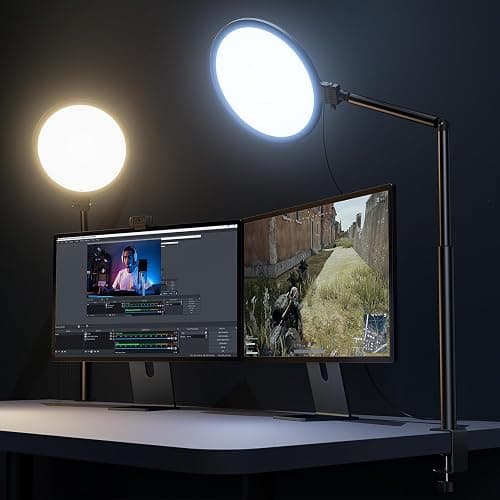 Weilisi 10.2" Desk Ring Light with Stand for Video Call, Ring Light for Desk with Clamp, 360° Rotate & Flexible Height Desk Light, Adjust Arm Desk Lamp for Home Office, Podcast, Gaming, Recording - Image 1