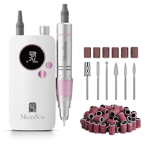 MelodySusie Portable Nail Drill 30000 RPM,SC320F Professional Rechargeable Electric Nail File,Cordless Nail E File for Acrylic Nails Gel Polishing Removing,Efile Nail Kit for Manicure Salon Home,Rose - Rose - Image 1
