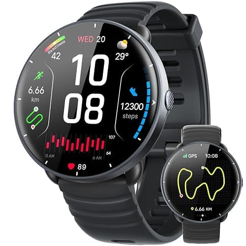 Parsonver Montre Connectée GPS Intégré, Natation pour Piscine/Eau Libre | 5ATM Étanche Montre Sport Homme Femme avec AMOLED Écran, Smartwatch avec 100+ Sports, Fréquence Cardiaque, Sommeil,Noir,42 mm - Image 1