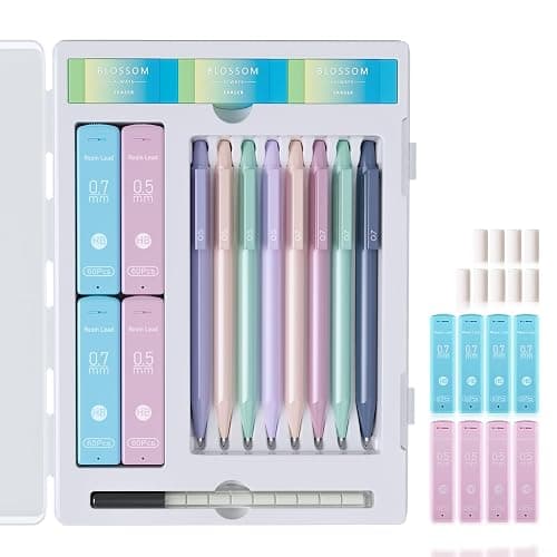 20PACK Mechanical Pencil, 8Pcs 0.5 0.7mm Mechanical Pencils Set With Eraser and 480 Pcs Refills, Cute Colored Preppy School Supplies Gift for Girls Writing - Come With Custom Case - Pink - 0.5mm+0.7mm - Image 1