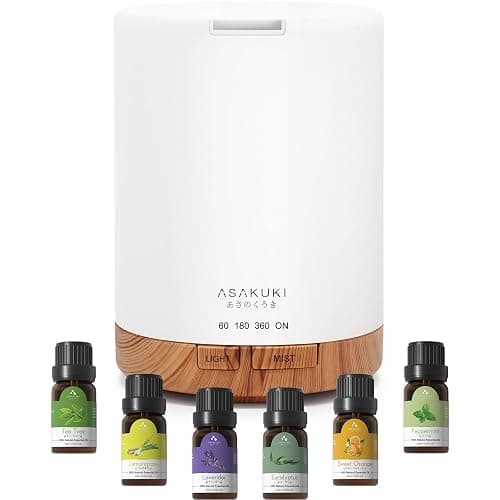 ASAKUKI 300ml Essential Oil Diffuser, Aromatherapy Ultrasonic Cool Mist Essential Oil Diffuser with 7 Color Lights, Auto Shut-Off for Home Bedroom Office - Image 1