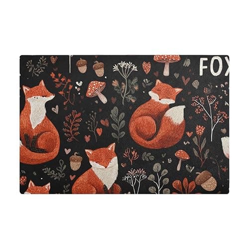 QwThum Black Foxes Mushrooms Coffee Mat Coffee Bar Maker Backed Absorbent Nonslip Station Mats For Kitchen Countertop Fast Dry Washable Dish Drying Mat 18x12Inch - Image 1