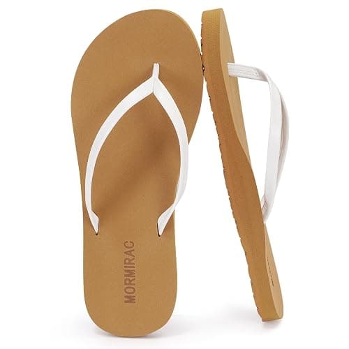 MORMIRAC Womens Slim Leather Flip Flops Beach Thong Sandals | Comfortable Yoga Mat Sandals for Beach, Poolside, Dressy,Slip on & Summer Casual Wear - Image 1