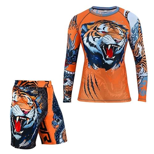 ROAR-INT MMA Rash Guard & BJJ Shorts Set Kids Fight Training Grappling Wear Jiu Jitsu Gi Trunks Outfit Set - Image 1