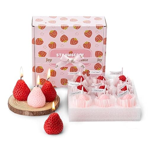 Strawberry Candle Gifts for Women 9pcs,Strawberry Decorative Soy Aromatherapy Candles for Home Scented Decoration, Cute Candle Set for Birthday Gifts Christmas Gift for Christian Friends - Image 1