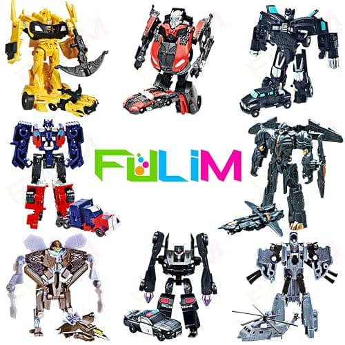 FULIM 8 Pcs Mini Car Robot Toys, 3.5-inch Small Hero Action Figures, Birthday Favors Toys for Kids Age 5 and up. - Image 1