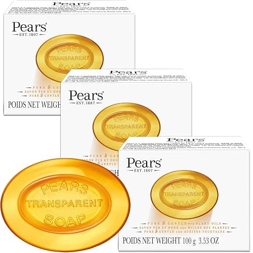 Pears Glycerin Soap, Transparent Amber with Natural Oils, 3-Pack – Pure & Gentle Cleanser for Soft, Glowing Skin, 3.53 Oz Ea - Image 1