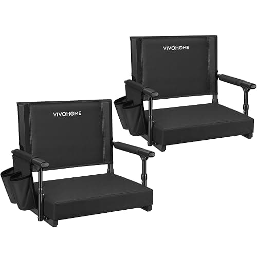 VIVOHOME Stadium Seats with Back Support, Bleacher Chair for Sports Events | Foldable, Easy To Carry, Adjustable Length Shoulder Strap, Two Cup Holders, Armrest, Anti-slip Bottom, Weight Capacity 350 Lb - Image 1