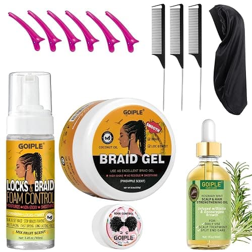 Strong Hold Braid Gel Braid Mousse Tames Frizz Smoothing Gel Good for Twist, Locs, Braids, Cornrows Extra Hold Braiding Gel & Edge Control (Hair Oil Edge Control Hair Combs Hair Bonnet) - Image 1