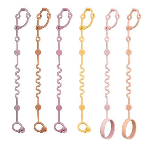 LittleHugs Toy Straps for Baby, 6pcs Adjustable Toy Holder for Stroller Accessories, Silicone Tether Pacifier Clip, No Throw Travel Essential Leash for High Chair, Car Seat - Image 1