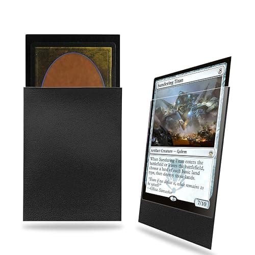 Black Card Sleeves 200 Pack Compatible with MTG Card Sleeves Sturdy Matte Back Finish, Perfect Shuffling - Protect All Your Trading Collectible Cards by Fabmaker, Never Tear 66x91mm - Image 1