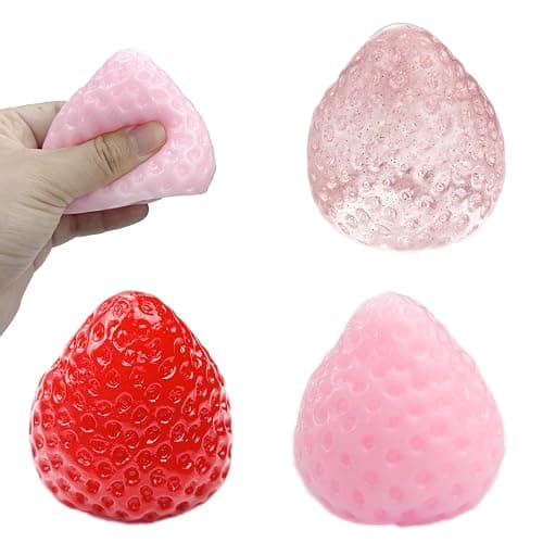 Luckana 3Pcs Big Tabas Strawberry Squeeze Toys, Sticky Stress Relief Cute Fruit Toy for Kids Adults Christmas Halloween Decoration Gift - Image 1