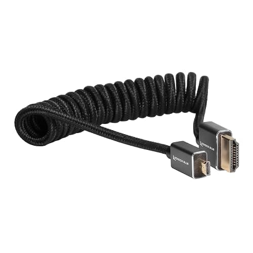 KONDOR BLUE | Micro HDMI to HDMI Cable 12"-24" Braided Coiled | 4K 60Hz, 18Gbps, HDR, 3D Video & Nylon Braided with Reinforced connectors | Black - Image 1