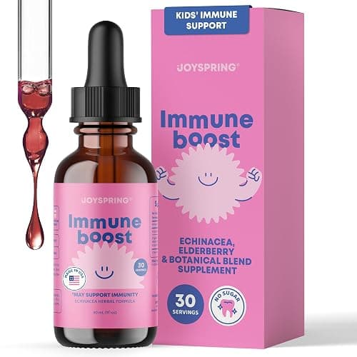 JoySpring Kids Immune Support Drops, Elderberry, 1 fl oz, Ages 2+ | Echinacea and Oregon grape root blend, promotes daily family wellness, sugar-free, unflavored liquid, no dyes - Image 1