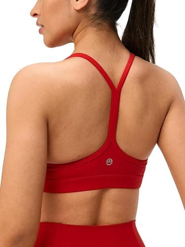 Omwilddo Womens Y Back Padded Sports Bra Strappy U Neck Butter Soft Low Impact Workout Bras Yoga Pilates Walking - Image 1
