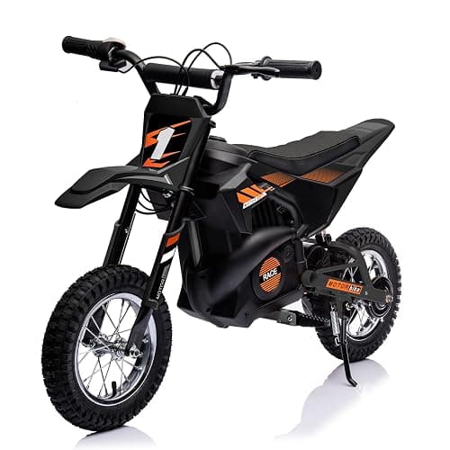 HyperMoto 24V Electric Dirt Bike for Kids, 250W Strong Motor 13.6MPH Fast Speed Electric Off-Road Motorcycle, Mini Dirt Bike with Rear Wheel Suspension, Chain-Driven, Leather Seat, Disc Brake, Black - Image 1