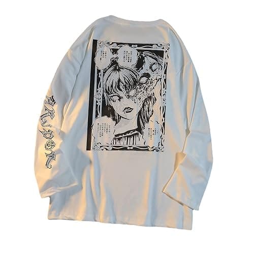 Gothic Cartoon Horror Graphic T-Shirt Women Character Print Loose Punk Japanese Pullover Top Harajuku Street Tees … - Image 1