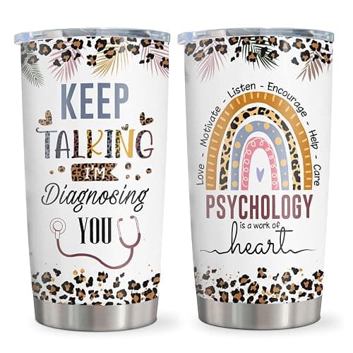 Qatdey Psychology Gifts Tumbler 20oz, Mental Health Gifts for School Psychologist, Psychiatrist, Therapist, Therapy, Psychology Teacher - psychology-white - 20oz - Image 1