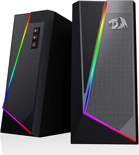 Redragon GS520 RGB Desktop Speakers, 2.0 Channel PC Computer Stereo Speaker with 6 Colorful LED Modes, Enhanced Sound and Easy-Access Volume Control, USB Powered w/ 3.5mm Cable - Image 1