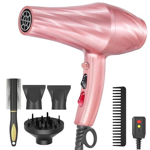 Ionic Hair Dryer,2400W Negative Ion Low Noise Hair Dryer Professional Fast Drying Hair Dryers with 2 Speeds, 3 Heat Settings, Cooling Button,with Diffuser for Curly and Straight Hair(Sakura Pink) - Image 1