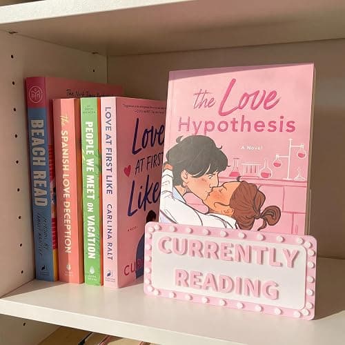 Gerrii Currently Reading Sign 3D Printed Book Display Sign to Be Read Book Decor for Readers Gift Library Home Bookshelf Decoration (Pink) - Image 1