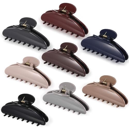 Yuxung 8 Pcs Large Acrylic Hair Claw Clips for Women Non-slip Strong Hold Jaw Clamps for Thick Thin Hair (French,Earth Tone Color) - Image 1