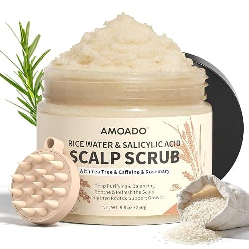 AMOADO Rice Water Scalp Scrub with Salicylic Acid(BHA), Tea Tree & Rosemary – Gentle Exfoliating Scalp Scrub Shampoo for Dandruff, Removes Buildup, Controls Oil & Refreshes the Scalp, 8.8 oz - Image 1