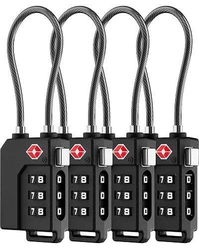 LUGGEX Luggage Lock, TSA Locks for Luggage, Suitcases Locks TSA Approved, Ease of Use & Durable(Black,4 Pack) - Image 1