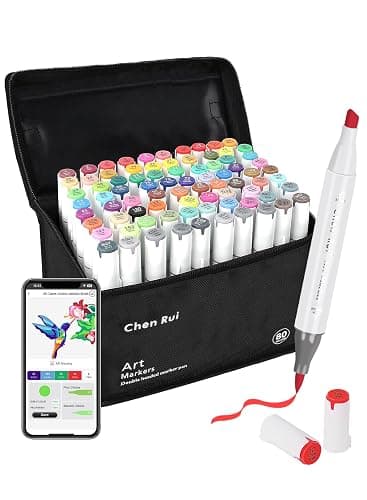 Fnooota 80 Colors Alcohol Brush Markers with Free App,Dual Brush & Chisel Tips Blender Art Markers for Adults, Alcohol Based Markers Dual Tips for Painting, Sketching, Drawing - Image 1