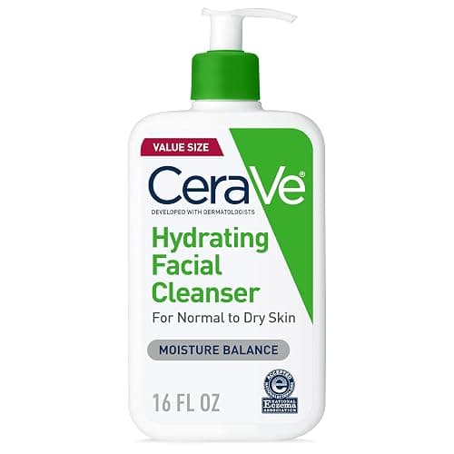 CeraVe Hydrating Facial Cleanser, Moisturizing Face Wash For Dry Skin, Hyaluronic Acid + Ceramides + Glycerin, Hydrating Cleanser For Normal To Dry Skin, National Eczema Association Certified, 16 Oz - Image 1