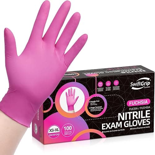 SwiftGrip Powder-Free Nitrile Gloves, 3-mil, Disposable Nitrile Gloves, Latex-Free, Powder-Free - Pink/Fuchsia - Image 1