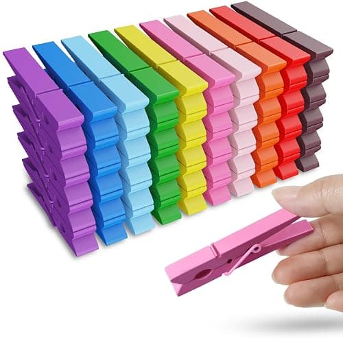 50PCS Colored Wooden Clothespins 2.9 Inch Color Clothes Pins for Pictures | Colorful Close Pins Wood for Photos Classroom School Decoration Craft Cheer, 10 Color Each 5 Pcs - Image 1