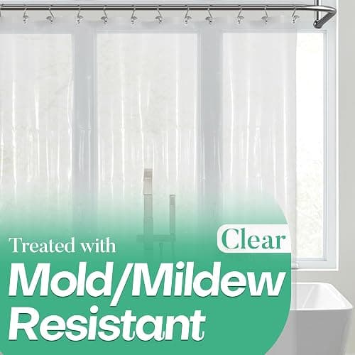 Mrs Awesome Clear Shower Curtain Liner with 3 Magnets, 72x72 Premium Flexible Sturdy Plastic Shower Curtain for Bathroom Lightweight, Waterproof, Clear - Image 1