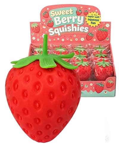 Strawberry Squishy, Realistic Strawberry Stress Ball, Squeezable Toy Fruit Ball,Party Favor Slow Rise Pressure Release Toy Adults - Image 1