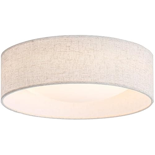 CALOKES 13" Fabric Flush Mount Ceiling Light, 24W 3000K LED Closed to Ceiling Light Fixture with Classic Linen Drum Design for Bedrooms, Kitchen, Dining Room, Hallway - Image 1